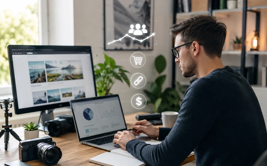 Créateur de contenu travaillant sur une stratégie de marketing d’affiliation