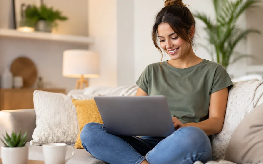 Personne répondant à des sondages rémunérés sur son ordinateur